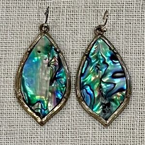 Gold and Green Abalone Shell Statement Earrings